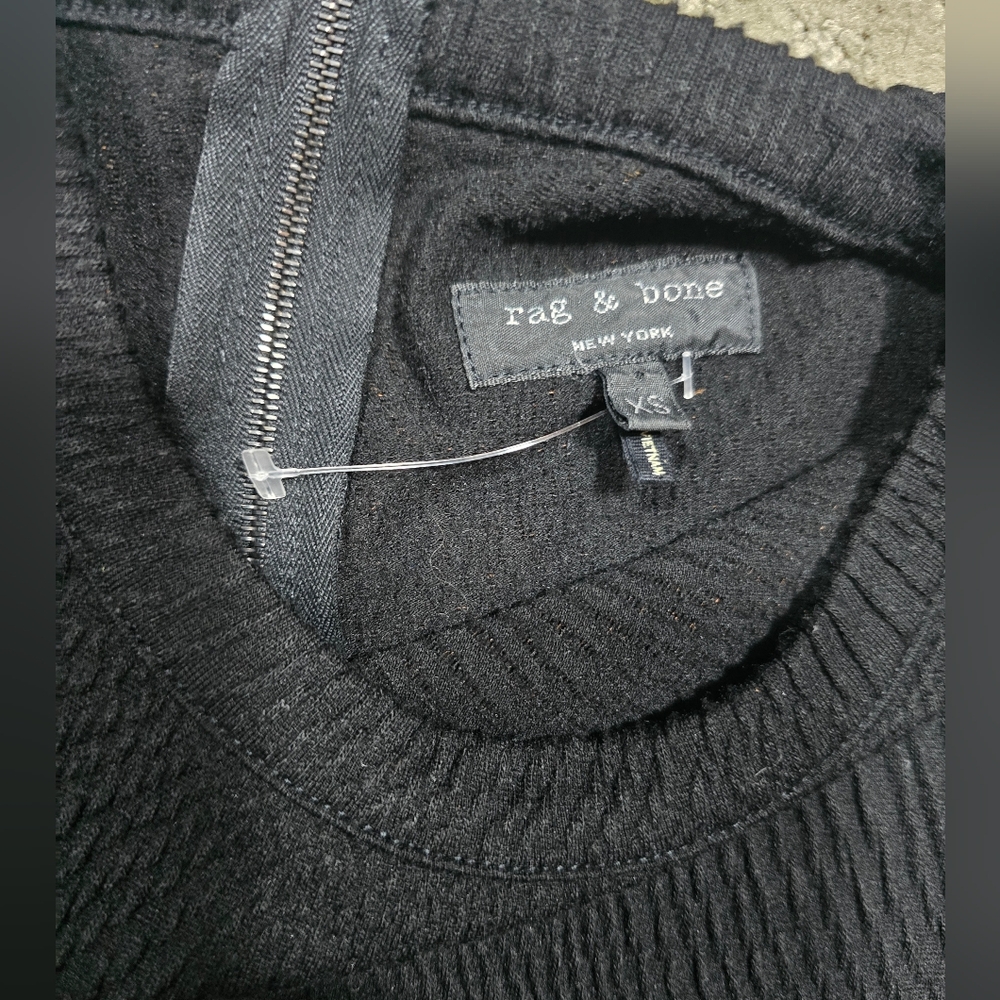 Rag &‎ Bone Textured Stretchy Short Sleeve Shirt Zipper XS Black - Picture 4 of 7